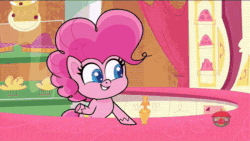 Size: 800x450 | Tagged: safe, imported from derpibooru, screencap, pinkie pie, twilight sparkle, alicorn, earth pony, pony, my little pony: pony life, princess probz, spoiler:pony life s01e01, animated, character to character, cute, eyes closed, female, g4.5, gif, mare, potion, solo, transformation, treehouse logo, twiabetes, twilight sparkle (alicorn)