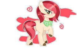 Size: 3672x2277 | Tagged: safe, artist:lazuli, artist:mint-light, imported from derpibooru, oc, oc only, earth pony, pony, blushing, clothes, colored hooves, earth pony oc, raised hoof, scarf, signature, simple background, solo, transparent background