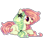 Size: 3144x2384 | Tagged: safe, artist:lazuli, artist:mint-light, imported from derpibooru, oc, oc only, earth pony, pony, braid, earth pony oc, eye clipping through hair, hairclip, open mouth, prone, simple background, smiling, solo, transparent background