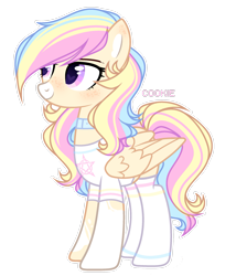 Size: 2265x2648 | Tagged: safe, artist:lazuli, artist:mint-light, imported from derpibooru, oc, oc only, pegasus, pony, choker, clothes, heart eyes, multicolored hair, pegasus oc, rainbow hair, simple background, socks, solo, transparent background, wingding eyes, wings
