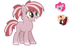 Size: 1024x666 | Tagged: safe, artist:sapphiretwinkle, imported from derpibooru, pinkie pie, oc, oc:bubble tea, earth pony, pony, female, magical lesbian spawn, mare, offspring, parent:oc:bubble tea, parent:pinkie pie, parents:canon x oc, simple background, transparent background