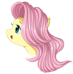 Size: 527x536 | Tagged: safe, artist:nijidashiey7, imported from derpibooru, fluttershy, pony, bust, cute, female, looking away, looking up, mare, open mouth, profile, shyabetes, sidemouth, simple background, smiling, solo, white background