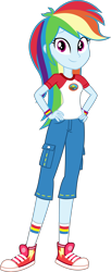 Size: 4139x10162 | Tagged: safe, artist:alandssparkle, artist:firesidearmy46231, imported from derpibooru, rainbow dash, equestria girls, legend of everfree, absurd resolution, camp everfree outfits, camping outfit, female, hand on hip, hands on hip, looking at you, simple background, solo, transparent background, vector