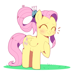 Size: 1700x1600 | Tagged: safe, artist:stuwor-art, imported from derpibooru, fluttershy, pegasus, pony, the last problem, blushing, cute, cutie mark, eyes closed, female, mare, older, older fluttershy, shyabetes, smiling, solo