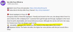 Size: 714x314 | Tagged: safe, imported from derpibooru, applejack, my little pony: pony life, breaking the fourth wall, description, g4.5, official, promo, youtube, youtube description