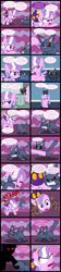 Size: 1280x5729 | Tagged: safe, artist:magerblutooth, imported from derpibooru, diamond tiara, oc, oc:dazzle, oc:il, cat, earth pony, imp, pony, comic:diamond and dazzle, angry, broken, broken tiara, comic, glare, looking up, red eyes take warning, shocked, shrunken pupils, this will end in pain, trash can