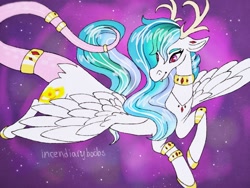 Size: 1024x768 | Tagged: safe, artist:incendiaryboobs, artist:incendiarymoth, imported from derpibooru, discord, princess celestia, draconequus, hybrid, female, fusion, fusion:discord, fusion:princess celestia, solo