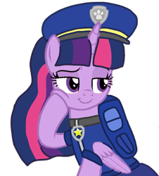 Size: 953x1053 | Tagged: safe, artist:徐詩珮, imported from derpibooru, twilight sparkle, alicorn, pony, series:sprglitemplight diary, series:sprglitemplight life jacket days, series:springshadowdrops diary, series:springshadowdrops life jacket days, alternate universe, backpack, chase (paw patrol), clothes, eyelashes, female, hat, looking back, mare, paw patrol, paw prints, simple background, smiling, solo, transparent background, twilight sparkle (alicorn)