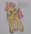 Size: 1462x1622 | Tagged: safe, artist:uwus, imported from derpibooru, oc, oc only, pony, bandana, magical lesbian spawn, nervous, next generation, offspring, parent:babs seed, parent:scootaloo, parents:scootababs, small wings, solo, spread wings, traditional art, wings