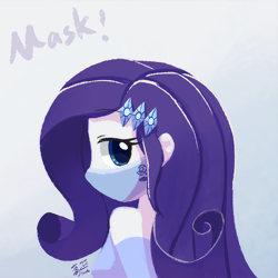 Size: 800x800 | Tagged: safe, artist:howxu, imported from derpibooru, rarity, equestria girls, coronavirus, covid-19, face mask, female, looking at you, looking back, looking back at you, mask, solo