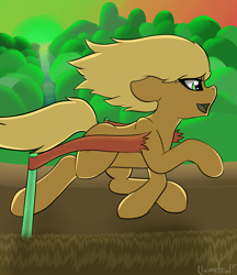 Size: 1728x1996 | Tagged: safe, artist:llametsul, imported from derpibooru, applejack, earth pony, pony, atg 2020, cute, cutie mark, female, grass, mare, newbie artist training grounds, running, smiling, solo, sun, sunset