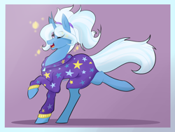 Size: 2000x1500 | Tagged: safe, artist:lunathemoongod, imported from derpibooru, trixie, pony, unicorn, alternate hairstyle, babysitter trixie, clothes, female, gameloft, hoodie, solo