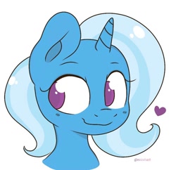 Size: 1080x1044 | Tagged: safe, artist:eccohart, imported from derpibooru, trixie, pony, unicorn, blushing, heart, simple background, smiling, white background