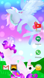 Size: 720x1280 | Tagged: safe, alternate version, artist:shinningblossom12, imported from derpibooru, oc, oc only, oc:anasflow maggy, oc:shining blossom, oc:shinning blossom, pegasus, pony, unicorn, duo, flying, glowing horn, grass, horn, multicolored hair, outdoors, pegasus oc, rainbow hair, sitting, unicorn oc, wings