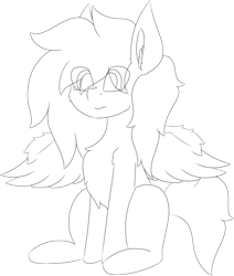 Size: 5426x6409 | Tagged: safe, artist:skylarpalette, imported from derpibooru, oc, oc only, oc:swift, pegasus, pony, big ears, crying, fluffy, male, pegasus oc, pegasus wings, pegaus oc, sad, simple background, sitting, sketch, solo, spread wings, stallion, transparent background, wings