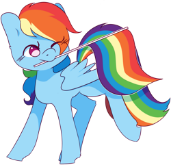 Size: 1611x1555 | Tagged: safe, artist:hellscrossing, imported from derpibooru, rainbow dash, pegasus, pony, female, one eye closed, pride, pride flag, pride month, simple background, solo, transparent background, wink