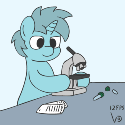 Size: 800x800 | Tagged: safe, artist:vohd, imported from derpibooru, oc, oc only, pony, unicorn, animated, compound microscope, frame by frame, gif, microscope, simple background, solo