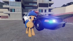 Size: 1280x720 | Tagged: safe, artist:final frame, imported from derpibooru, oc, oc:final frame, pegasus, 3d, building, ford crown victoria police interceptor, gmod, lights