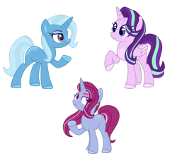 Size: 1280x1146 | Tagged: safe, artist:scarletrosetheartist, imported from derpibooru, starlight glimmer, trixie, oc, alicorn, unicorn, alicornified, female, lesbian, magical lesbian spawn, offspring, parent:starlight glimmer, parent:trixie, parents:startrix, race swap, shipping, simple background, starlicorn, startrix, transparent background, xk-class end-of-the-world scenario