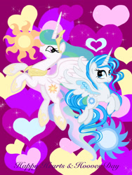 Size: 1800x2400 | Tagged: safe, artist:poshpegasus, imported from derpibooru, princess celestia, oc, oc:white flare, alicorn, pony, cute, female, flying, mare