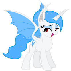 Size: 2438x2460 | Tagged: safe, artist:magister39, imported from derpibooru, oc, oc only, oc:white flare, alicorn, bat pony, pony, alicorn oc, bat pony oc, bat wings, horn, simple background, solo, transparent background, wings