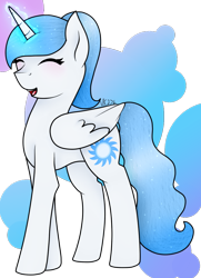 Size: 724x1000 | Tagged: safe, artist:cinnamonaurora, imported from derpibooru, oc, oc only, oc:white flare, alicorn, pony, alicorn oc, horn, solo, wings