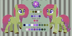 Size: 6432x3280 | Tagged: safe, artist:calibykitty, artist:midnightamber, imported from derpibooru, oc, oc only, oc:red ivory, earth pony, original species, plant pony, pony, base used, flower, flower in hair, flower in tail, markings, plant, reference sheet, simple background, solo, vine