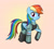 Size: 1100x1000 | Tagged: safe, artist:mew-me, imported from derpibooru, rainbow dash, pegasus, pony, cara dune, clothes, cosplay, costume, female, mare, solo, star wars, the mandalorian