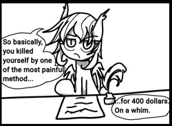 Size: 932x682 | Tagged: safe, artist:ce2438, imported from derpibooru, oc, oc only, bat pony, pony, bat pony oc, bat wings, comic, frown, lineart, monochrome, solo, talking, unamused, wings