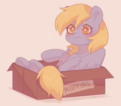 Size: 1185x1040 | Tagged: safe, artist:d__samber, imported from derpibooru, derpy hooves, pegasus, pony, box, cute, derpabetes, female, mare, pony in a box, sitting, solo