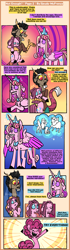 Size: 1259x4520 | Tagged: safe, artist:spuds-mcfrenzy, artist:spudsmcfrenzy, imported from derpibooru, discord, pinkie pie, princess cadance, griffon, pony, yak, comic, discopie, female, male, shipping, straight