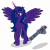 Size: 4000x4000 | Tagged: safe, artist:kitana762, imported from derpibooru, oc, oc only, oc:lacunae, alicorn, pony, fallout equestria, fallout equestria: project horizons, artificial alicorn, fanfic art, gun, magic, minigun, purple alicorn (fo:e), sad, simple background, solo, spread wings, telekinesis, transparent background, vector, weapon, wings