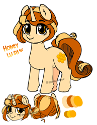 Size: 2975x3850 | Tagged: safe, artist:pixelbombpop, imported from derpibooru, oc, oc only, oc:honey lush, pony, unicorn, simple background, solo, white background