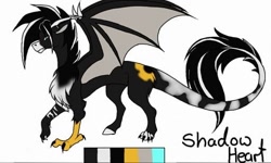 Size: 512x308 | Tagged: safe, artist:0pika-chan0, imported from derpibooru, oc, oc only, oc:shadow heart, draconequus, chest fluff, draconequus oc, reference sheet, solo