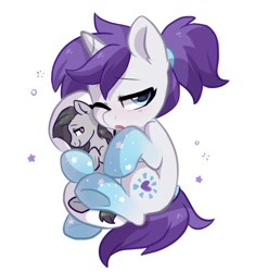 Size: 1600x1700 | Tagged: safe, artist:colorfulcolor233, artist:oofycolorful, imported from derpibooru, oc, oc only, oc:faulty, oc:indigo wire, changeling, pony, unicorn, body pillow, commission, dakimakura cover, faultigo, female, gradient hooves, looking at you, mare, one eye closed, ponytail, simple background, sleepy, solo, stars, ych result