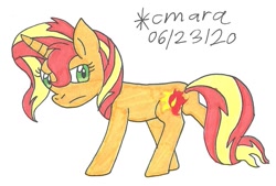 Size: 1075x728 | Tagged: safe, artist:cmara, imported from derpibooru, sunset shimmer, pony, unicorn, badass, female, looking at you, mare, solo, traditional art