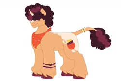 Size: 1280x854 | Tagged: safe, artist:itstechtock, imported from derpibooru, oc, oc only, oc:pedha, pony, unicorn, female, hair over eyes, leonine tail, mare, offspring, parent:donut joe, parent:saffron masala, parents:saffronjoe, simple background, solo, unshorn fetlocks, white background