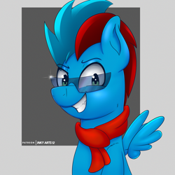 Size: 3024x3024 | Tagged: safe, artist:inkystylus12, derpibooru exclusive, imported from derpibooru, oc, oc:cloudlight, pegasus, pony, bust, floating wings, male, portrait, stallion, sunglasses, wings