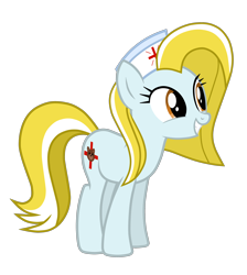 Size: 2652x2962 | Tagged: safe, artist:chomakony, imported from derpibooru, oc, oc only, oc:nurse reisol, earth pony, pony, cute, earth pony oc, female, hat, mare, nurse, nurse hat, orange eyes, show accurate, simple background, smiling, solo, teddy bear, transparent background, weapons-grade cute