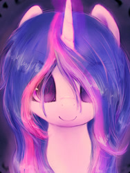 Size: 2000x2666 | Tagged: safe, artist:plotcore, imported from derpibooru, twilight sparkle, pony, alternate hairstyle, bust, female, portrait, smiling, solo