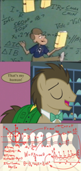 Size: 916x1946 | Tagged: safe, artist:fred crippen, edit, edited screencap, imported from derpibooru, screencap, doctor whooves, time turner, human, slice of life (episode), book, bowling alley, bowling pins, calculations, clothes, cropped, dirk niblick, dirk niblick of the math brigade, go west young mathematician, juggling, meme, speech, speech bubble, square one tv, suit, talking, that's my x, thinking