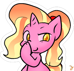 Size: 574x554 | Tagged: safe, artist:zutcha, imported from derpibooru, luster dawn, pony, unicorn, boop, female, self-boop, signature, simple background, solo, transparent background