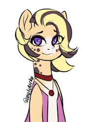 Size: 1000x1312 | Tagged: safe, artist:cottonsweets, artist:smolducko, imported from derpibooru, oc, oc only, oc:sugar sands, giraffe, pony, clothes, female, jewelry, mare, missing accessory, solo, vest