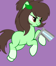 Size: 1460x1707 | Tagged: safe, artist:circuspaparazzi5678, imported from derpibooru, oc, oc only, oc:thin mint, earth pony, pony, base used, demiboy, demiboy pride flag, male, pride, pride flag, pride month, solo, thin mint