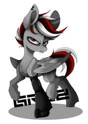 Size: 2893x4092 | Tagged: safe, artist:lilsunnyday, imported from derpibooru, oc, oc only, pegasus, pony, commission, cyberpunk, looking at you, solo