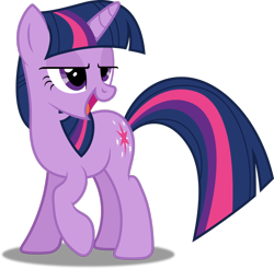 Size: 902x886 | Tagged: artist needed, safe, imported from derpibooru, twilight sparkle, pony, unicorn, female, horn, lidded eyes, open mouth, raised hoof, simple background, smiling, solo, transparent background, unicorn twilight, vector