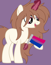 Size: 1260x1602 | Tagged: safe, artist:circuspaparazzi5678, imported from derpibooru, oc, oc only, oc:gabriela, pony, unicorn, base used, bisexual, bisexual pride flag, long hair, magic, pride, pride flag, solo