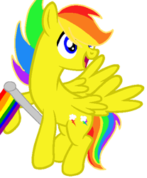 Size: 437x529 | Tagged: safe, artist:circuspaparazzi5678, imported from derpibooru, oc, oc only, oc:electro thunderflash, pegasus, pony, base used, gay, gay pride flag, male, multicolored hair, pride, pride flag, pride month, rainbow hair, requested art, solo