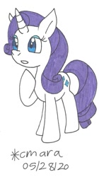 Size: 628x1120 | Tagged: safe, artist:cmara, imported from derpibooru, rarity, pony, unicorn, female, mare, raised hoof, solo, thinking, traditional art