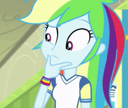 Size: 495x419 | Tagged: safe, imported from derpibooru, screencap, rainbow dash, equestria girls, equestria girls series, sock it to me, spoiler:choose your own ending (season 2), spoiler:eqg series (season 2), animated, cropped, cute, dashabetes, female, gif, reaction image, solo